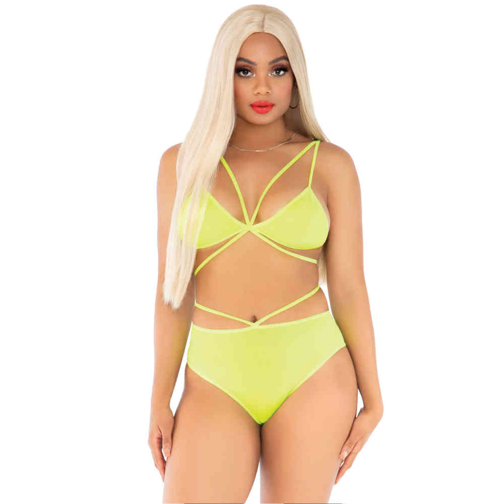 Leg Avenue - Cage Strap Ensemble soutiengorge et culotte - Jaune